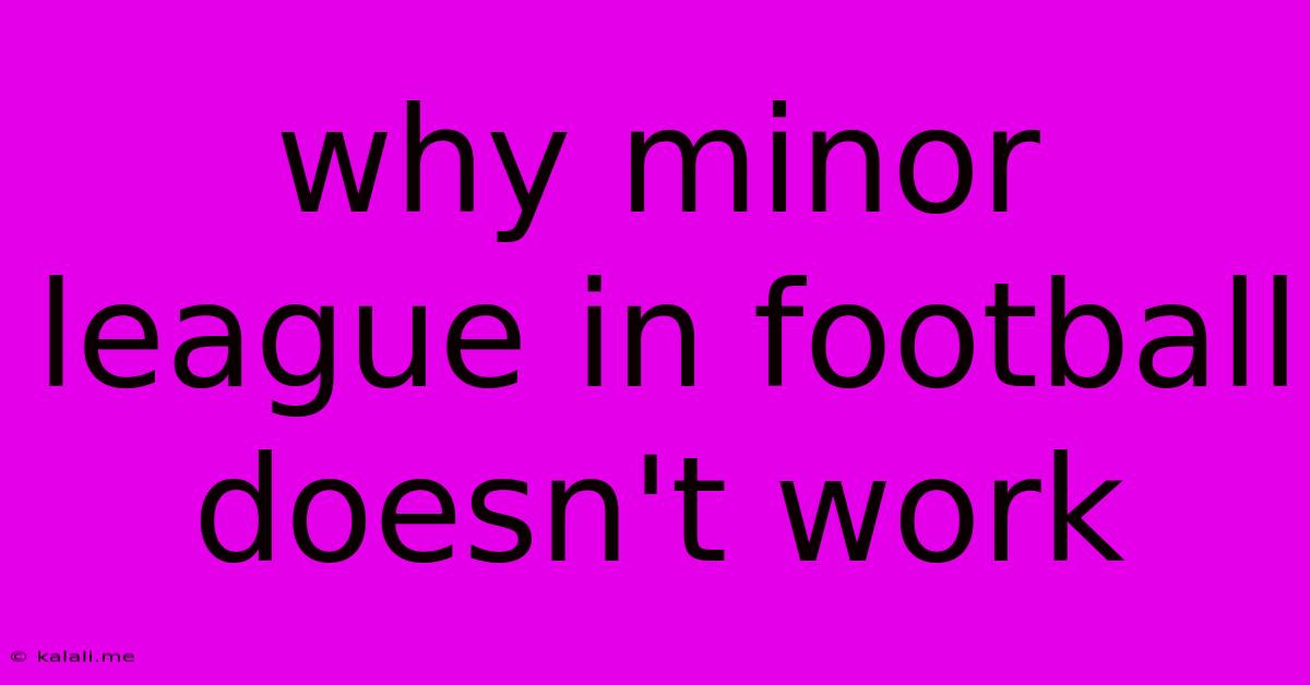 Why Minor League In Football Doesn't Work