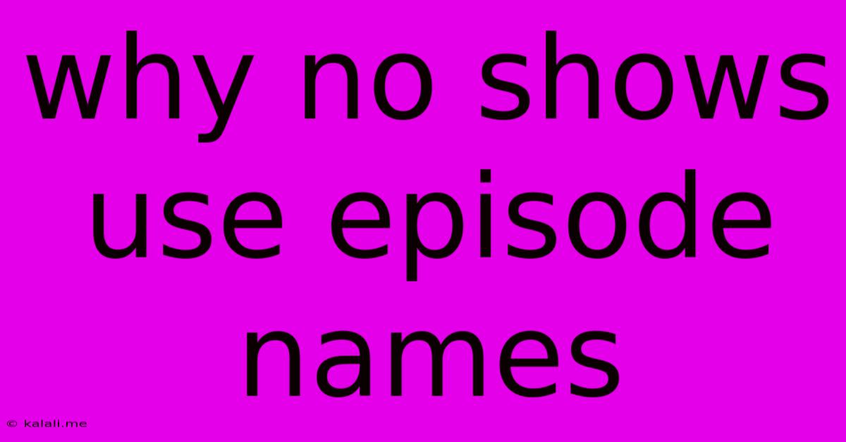 Why No Shows Use Episode Names