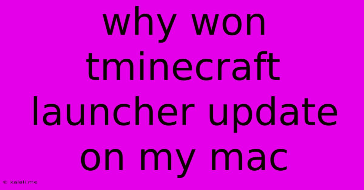 Why Won Tminecraft Launcher Update On My Mac