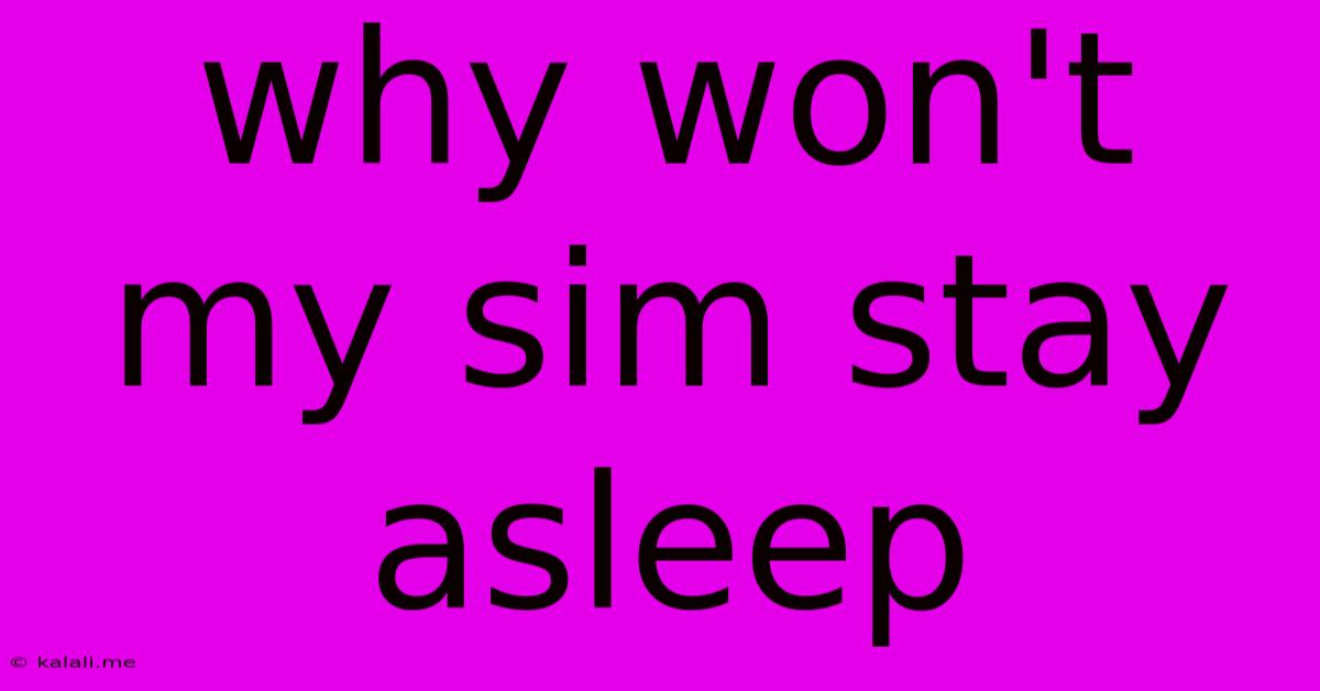 Why Won't My Sim Stay Asleep