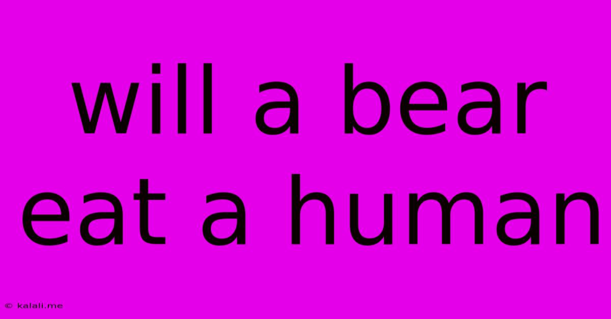 Will A Bear Eat A Human