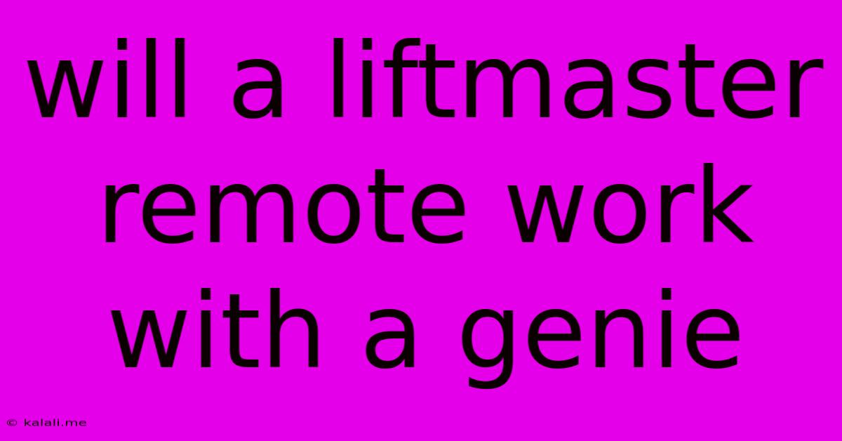 Will A Liftmaster Remote Work With A Genie