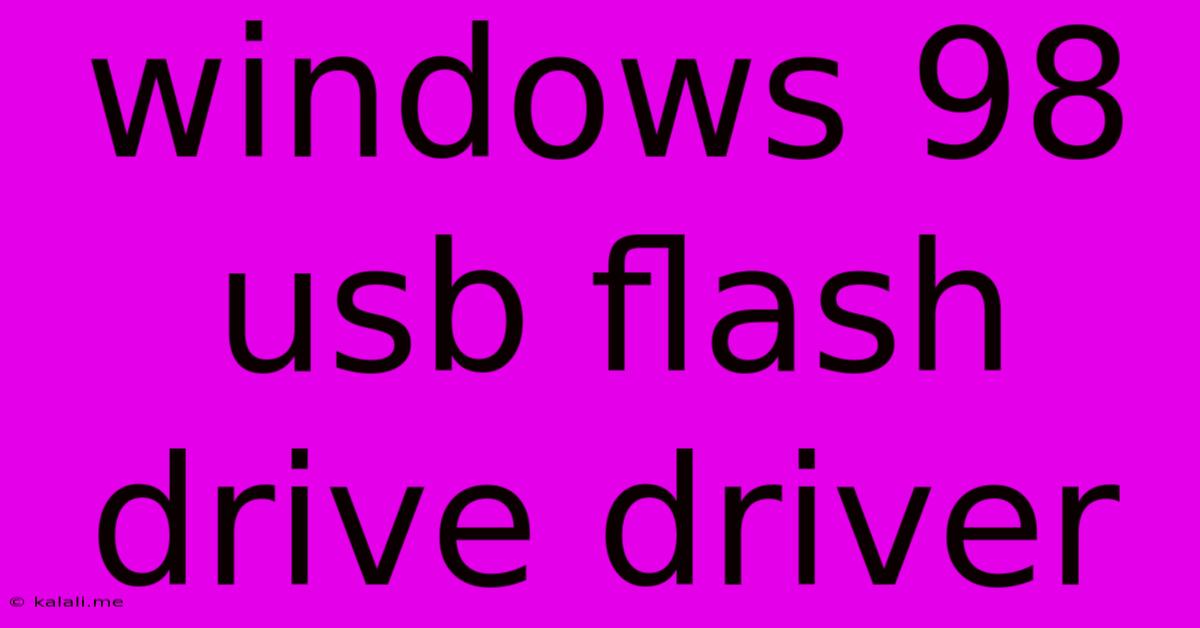 Windows 98 Usb Flash Drive Driver