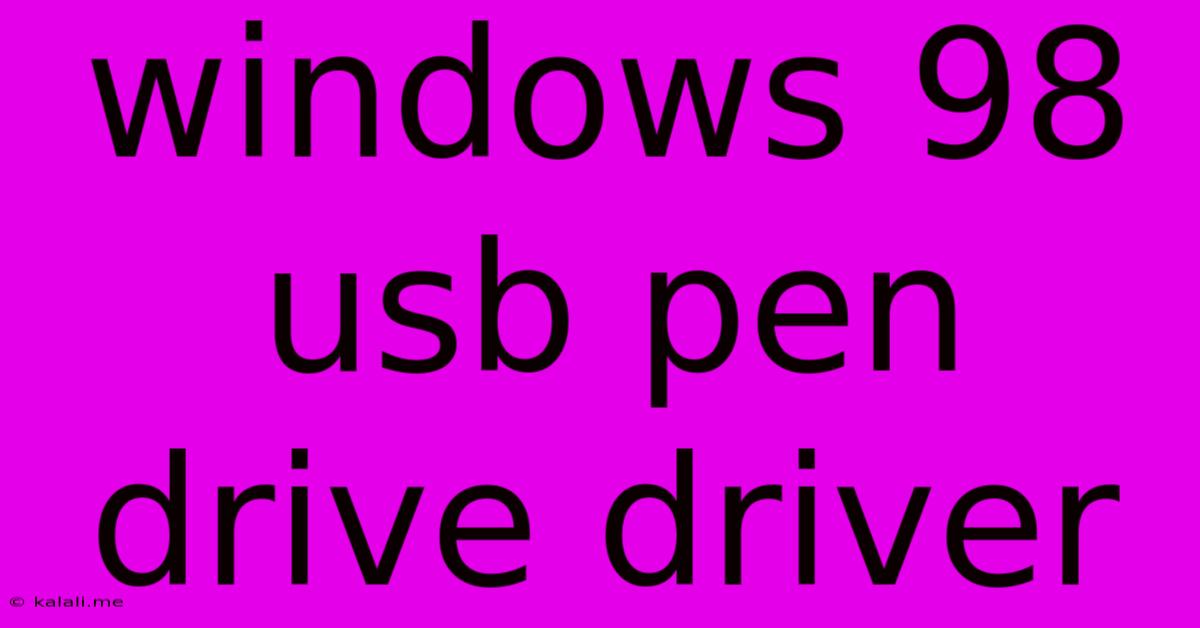 Windows 98 Usb Pen Drive Driver
