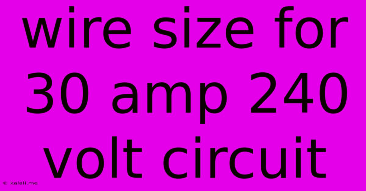 Wire Size For 30 Amp 240 Volt Circuit