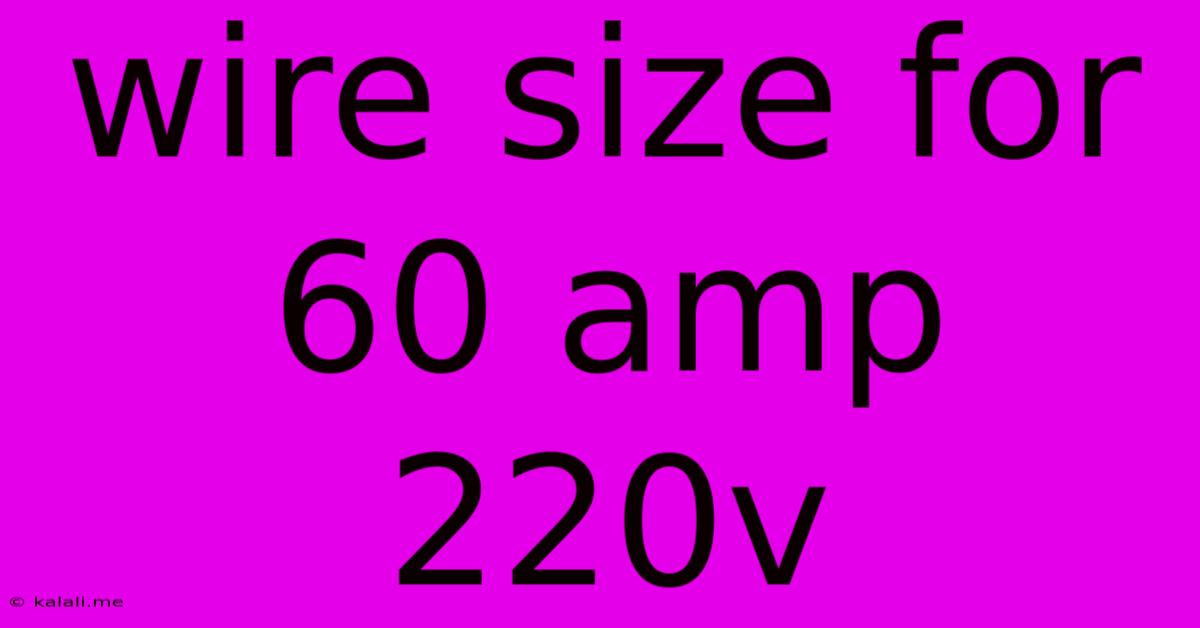 Wire Size For 60 Amp 220v