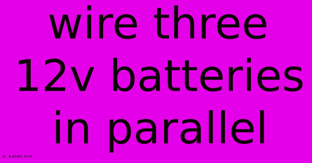 Wire Three 12v Batteries In Parallel