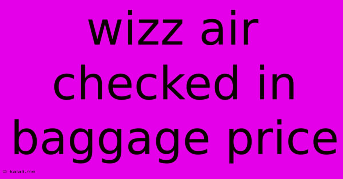Wizz Air Checked In Baggage Price