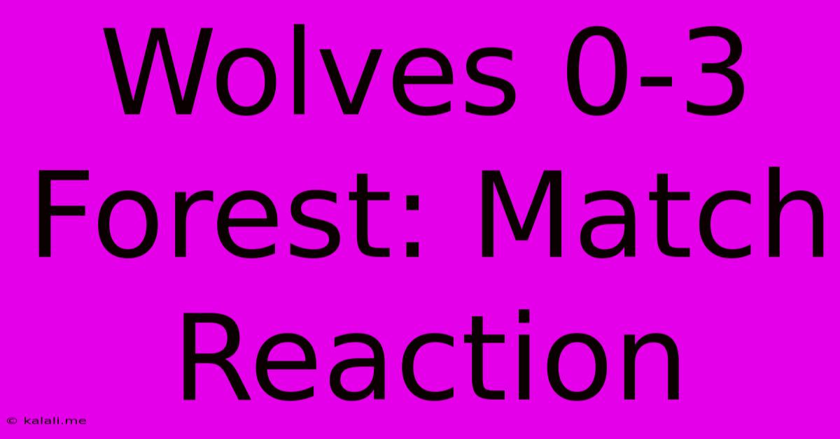 Wolves 0-3 Forest: Match Reaction