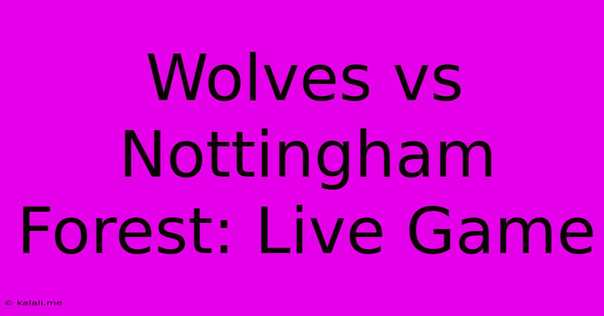 Wolves Vs Nottingham Forest: Live Game