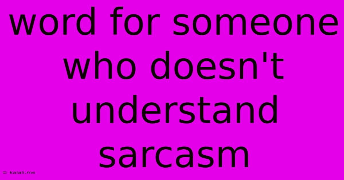 Word For Someone Who Doesn't Understand Sarcasm