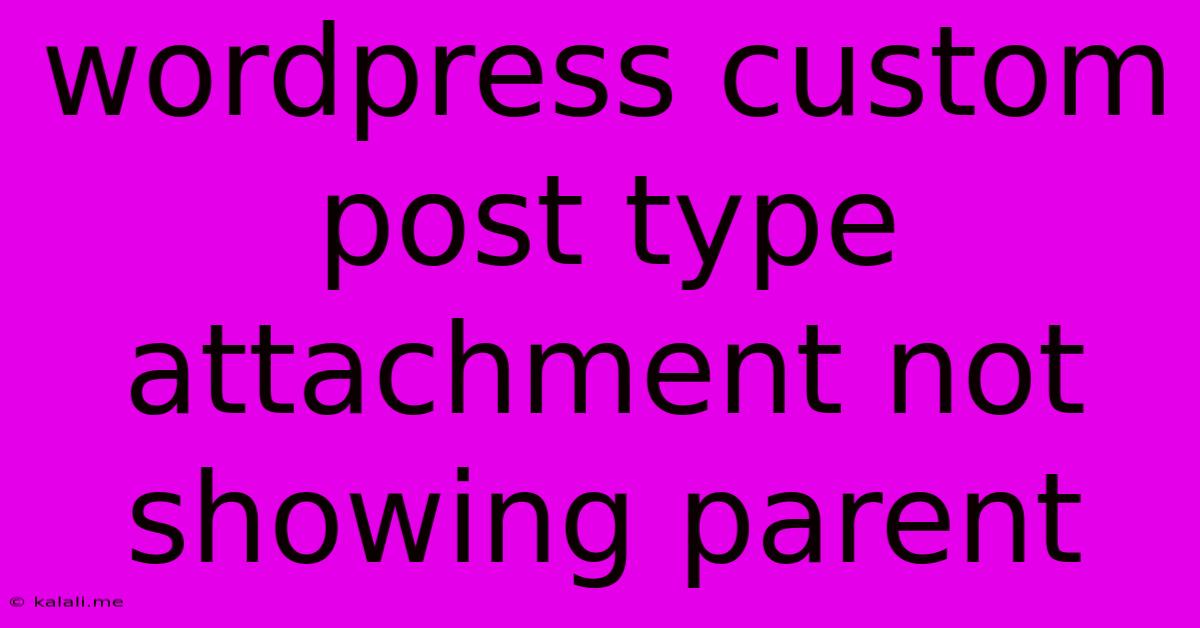 Wordpress Custom Post Type Attachment Not Showing Parent
