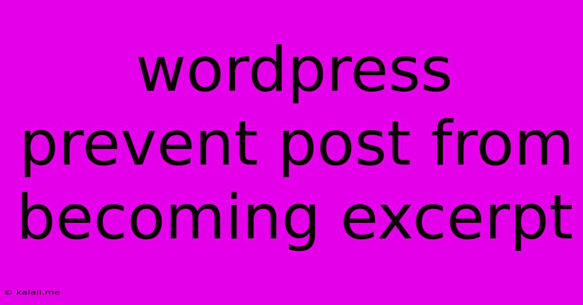 Wordpress Prevent Post From Becoming Excerpt