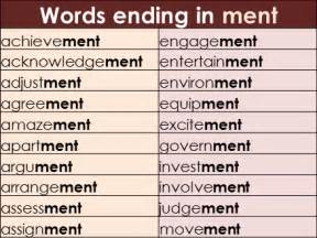 Words That End With The Suffix Ment