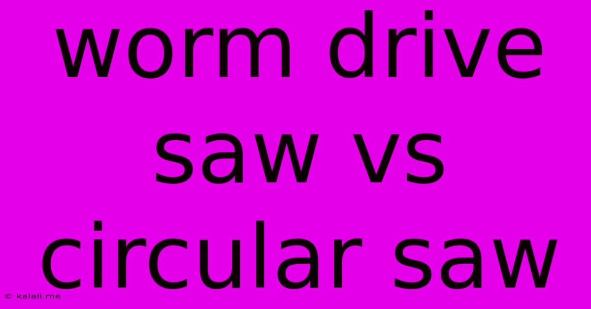 Worm Drive Saw Vs Circular Saw