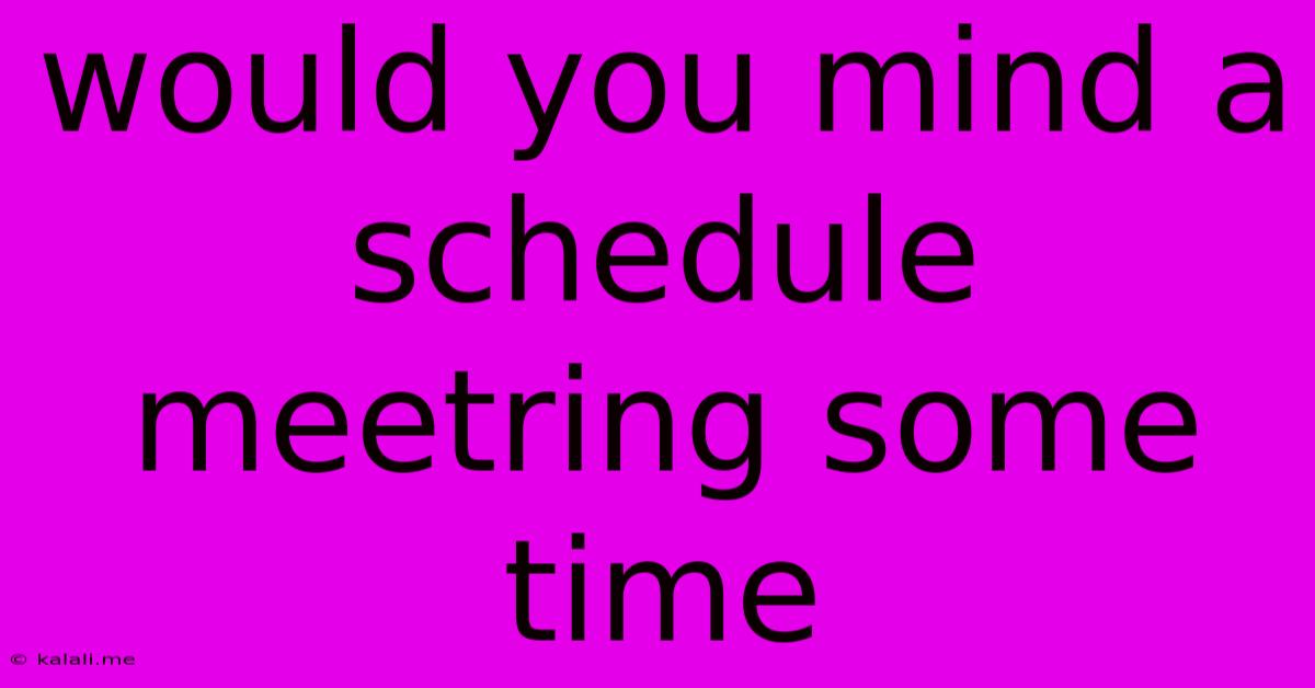 Would You Mind A Schedule Meetring Some Time