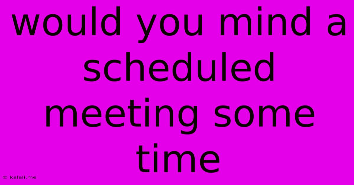 Would You Mind A Scheduled Meeting Some Time