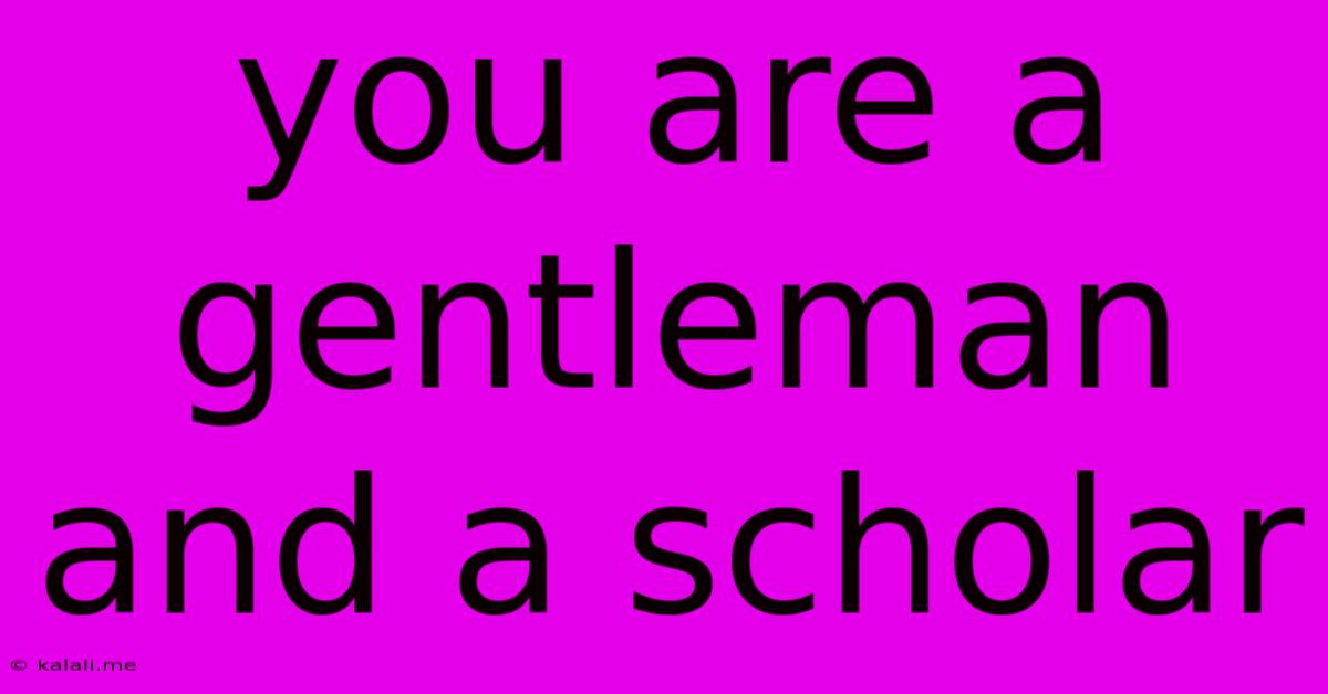 You Are A Gentleman And A Scholar