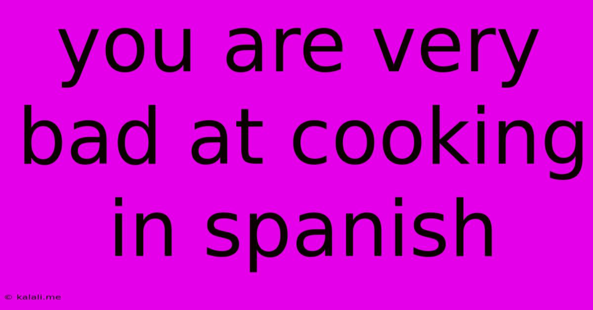 You Are Very Bad At Cooking In Spanish