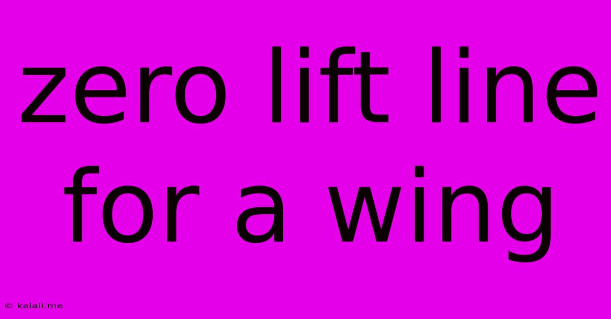 Zero Lift Line For A Wing